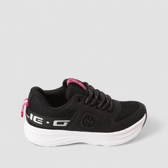 Tênis Casual Feminino Ollie Originals Mesh Detalhes Rosa Preto