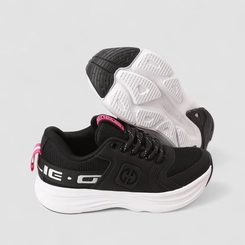 Tênis Casual Feminino Ollie Originals Mesh Detalhes Rosa Preto