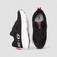 Tênis Casual Feminino Ollie Originals Mesh Detalhes Rosa Preto