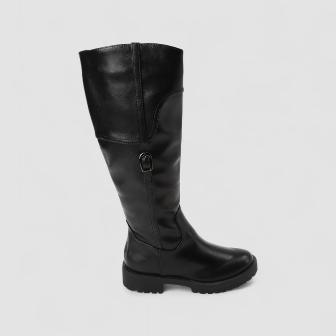Bota Feminina Sua Cia Cano Alto Detalhe Fivela Preta