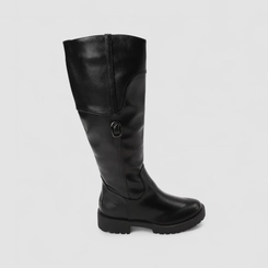 Bota Feminina Sua Cia Cano Alto Detalhe Fivela Preta