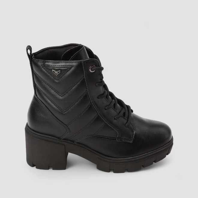 Bota Coturno Feminino Via Marte Tratorada Pespontos Preto