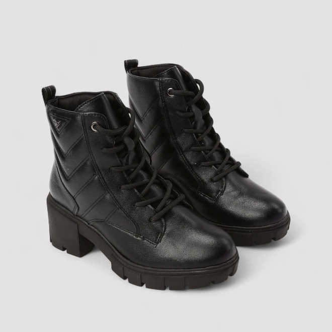 Bota Coturno Feminino Via Marte Tratorada Pespontos Preto