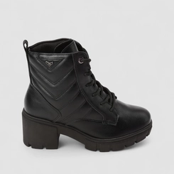 Bota Coturno Feminino Via Marte Tratorada Pespontos Preto
