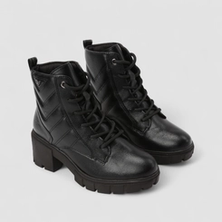 Bota Coturno Feminino Via Marte Tratorada Pespontos Preto