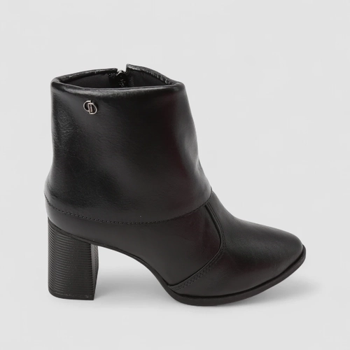 Ankle Boot Feminina Dakota Salto Bloco Detalhe Capa Preto