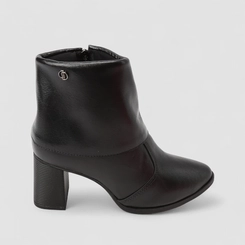 Ankle Boot Feminina Dakota Salto Bloco Detalhe Capa Preto