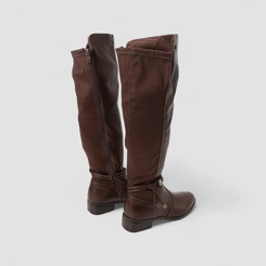 Bota Feminina Mississipi Cano Alto Pespontos Detalhe Amarração Marrom