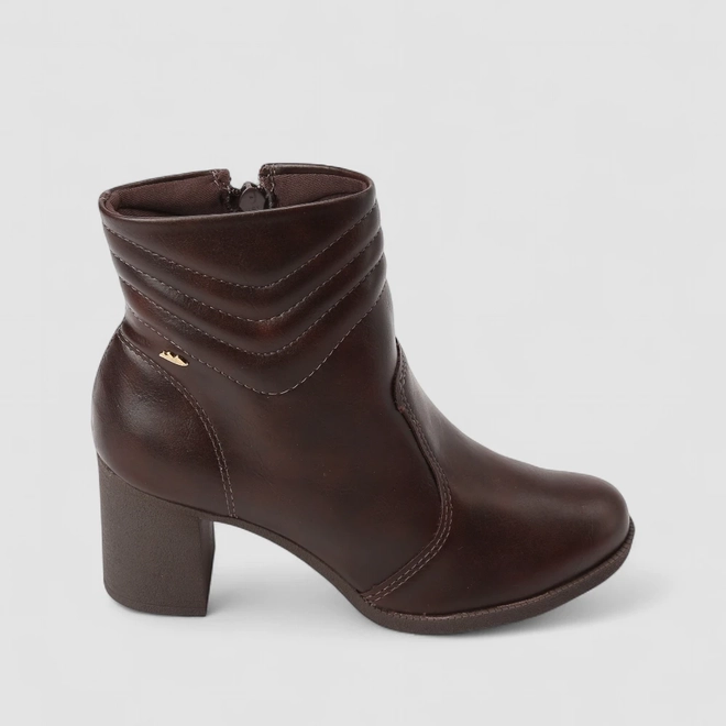 Ankle Boot Feminina Dakota Salto Bloco Pespontos Marrom