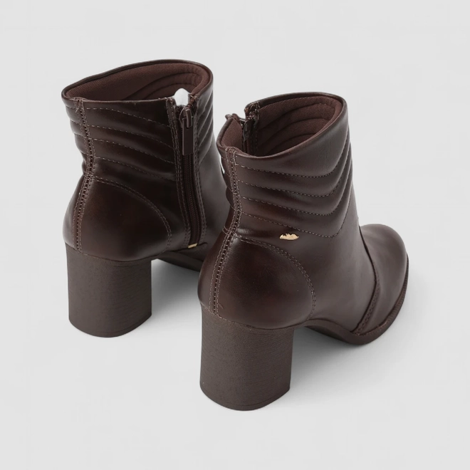Ankle Boot Feminina Dakota Salto Bloco Pespontos Marrom