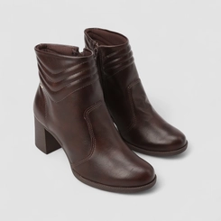 Ankle Boot Feminina Dakota Salto Bloco Pespontos Marrom
