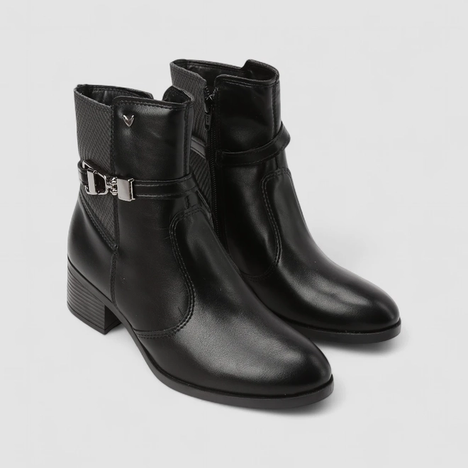 Bota Feminina Mississipi Cano Médio Textura Fivela Preto