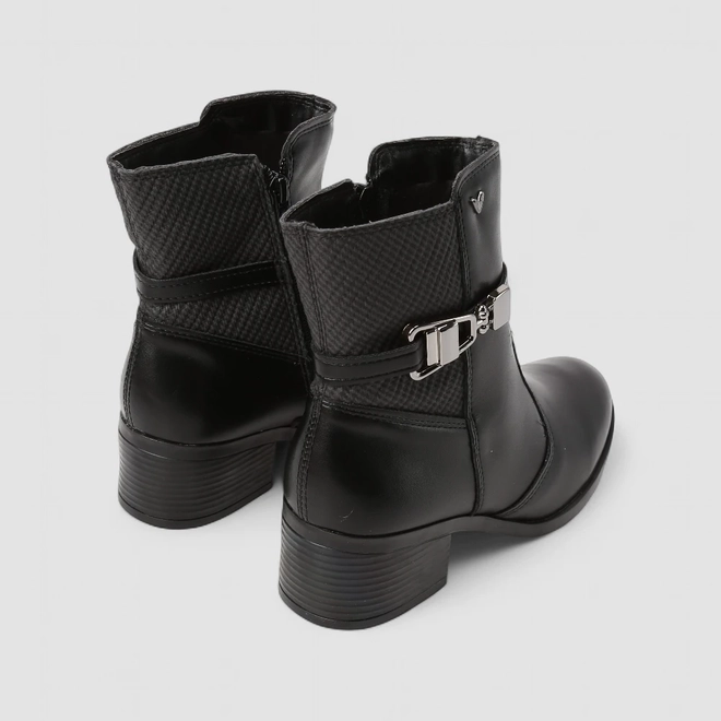 Bota Feminina Mississipi Cano Médio Textura Fivela Preto