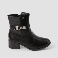 Bota Feminina Mississipi Cano Médio Textura Fivela Preto
