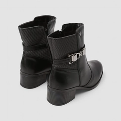 Bota Feminina Mississipi Cano Médio Textura Fivela Preto