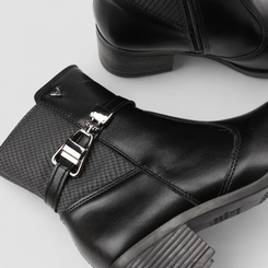 Bota Feminina Mississipi Cano Médio Textura Fivela Preto