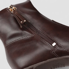 Ankle Boot Feminina Mississipi Salto Bloco Pingente Metálico Marrom