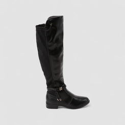 Bota Feminina Mississipi Cano Alto Detalhe Metalizado Tiras & Nó Preta