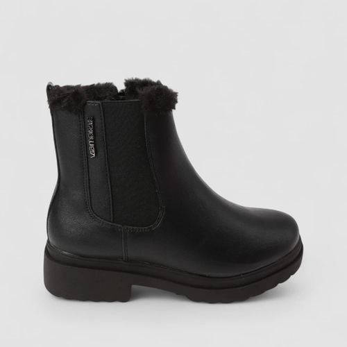 Bota Chelsea Feminina Via Marte Cano Médio Com Pelúcia & Zíper Preto