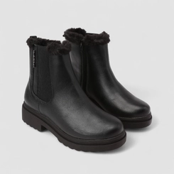 Bota Chelsea Feminina Via Marte Cano Médio Com Pelúcia & Zíper Preto