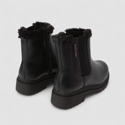 Bota Chelsea Feminina Via Marte Cano Médio Com Pelúcia & Zíper Preto