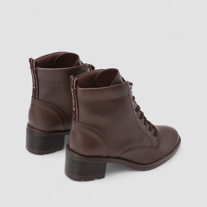 Bota Coturno Feminina Via Marte Salto Bloco Marrom
