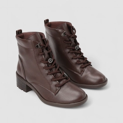 Bota Coturno Feminina Via Marte Salto Bloco Marrom