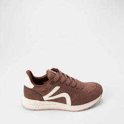 Tênis Casual Feminino Via Marte Recorte Lateral Camurça Marrom