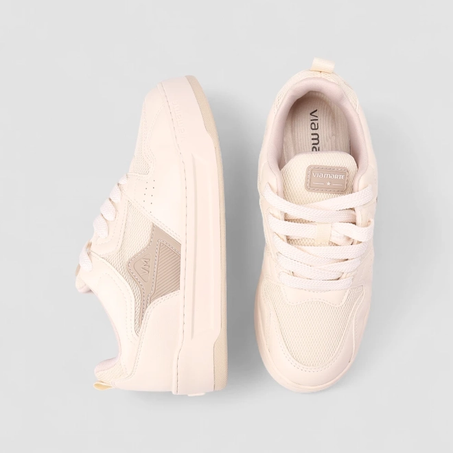 Tênis Casual Feminino Via Marte Mesh Marfim
