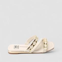 Rasteira Feminina Moleca Detalhe Metalizado Off White