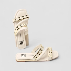 Rasteira Feminina Moleca Detalhe Metalizado Off White