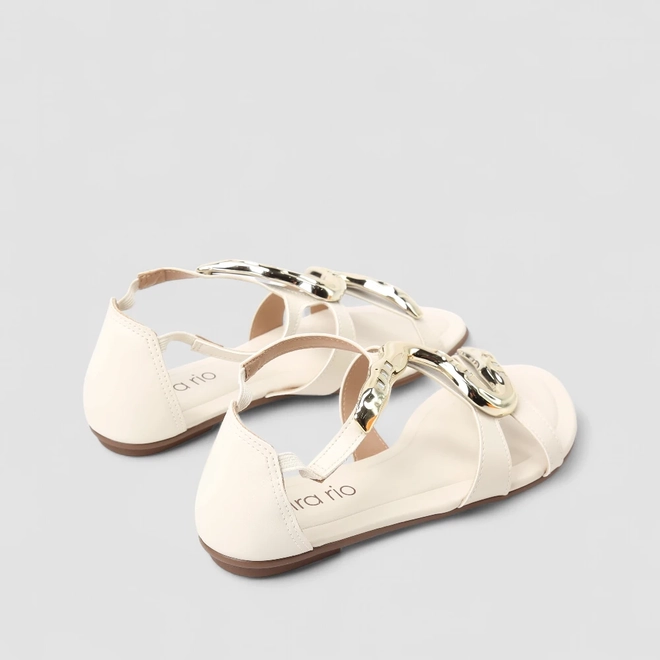 Sandália Feminina Beira Rio Detalhe Metalizado Off White