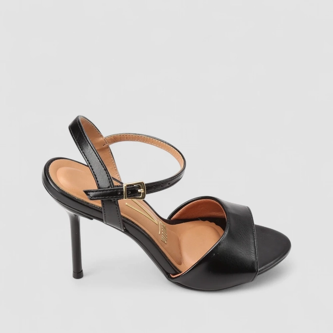Sandália Feminina Vizzano Original Salto Fino Preto
