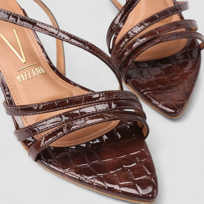 Sandália Feminina Vizzano Original Textura Croco Marrom
