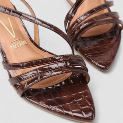 Sandália Feminina Vizzano Original Textura Croco Marrom