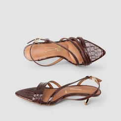 Sandália Feminina Vizzano Original Textura Croco Marrom