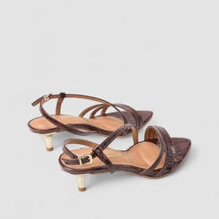 Sandália Feminina Vizzano Original Textura Croco Marrom