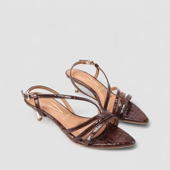 Sandália Feminina Vizzano Original Textura Croco Marrom