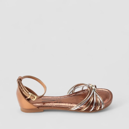 Sandália Rasteira Feminina Vizzano Original Metalizada Bronze