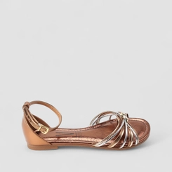 Sandália Rasteira Feminina Vizzano Original Metalizada Bronze