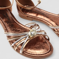 Sandália Rasteira Feminina Vizzano Original Metalizada Bronze