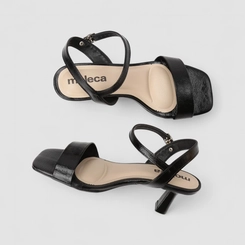 Sandália Feminina Moleca Salto Fino Tira Larga Preto