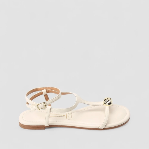 Rasteira Feminina Vizzano Original Detalhe Metalizado Off White
