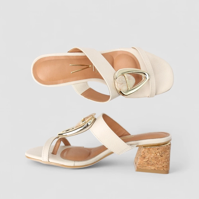 Tamanco Feminino Vizzano Pedraria Cortiça Off White
