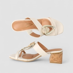 Tamanco Feminino Vizzano Pedraria Cortiça Off White