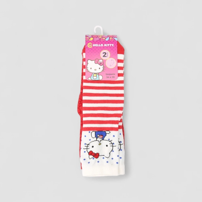 Kit Meia Infantil STZ Hello Kitty 2 Pares 34-39 Multicolor