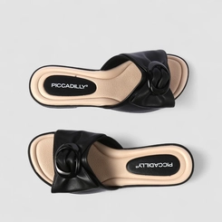 Tamanco Feminino Piccadilly Detalhe Laço Preto