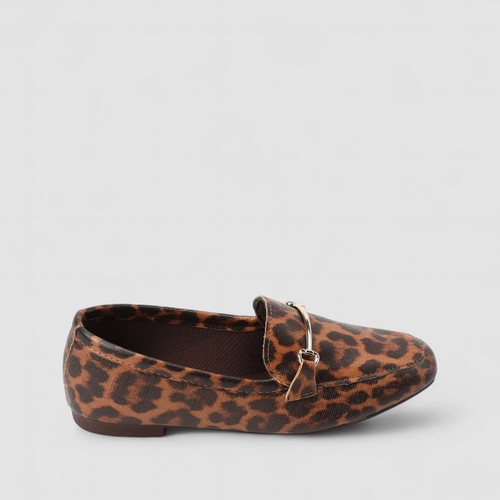 Mocassim Feminino Gabriela Animal Print Onça Detalhe Bridão Multicolor