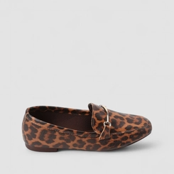Mocassim Feminino Gabriela Animal Print Onça Detalhe Bridão Multicolor