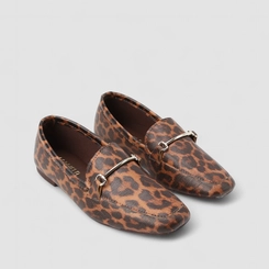 Mocassim Feminino Gabriela Animal Print Onça Detalhe Bridão Multicolor